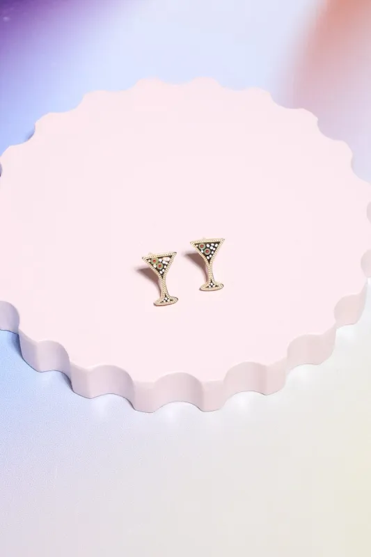 Martini Enamel Charm Stud Earrings sold by Mulberry and Grand