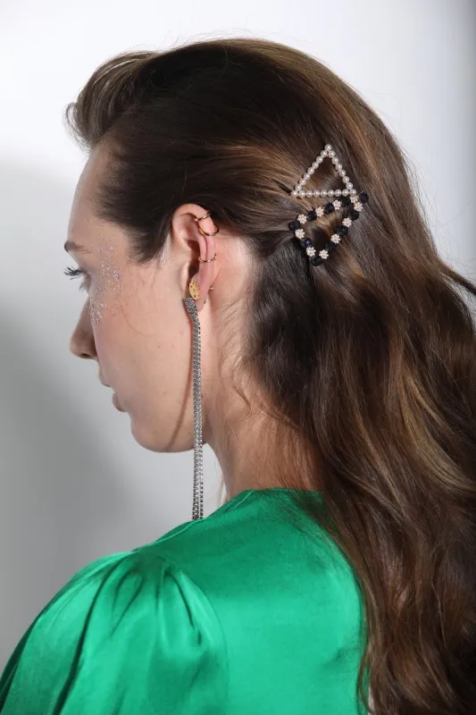 Bead and Pearl Triangle Hair Clip sold by Mulberry and Grand