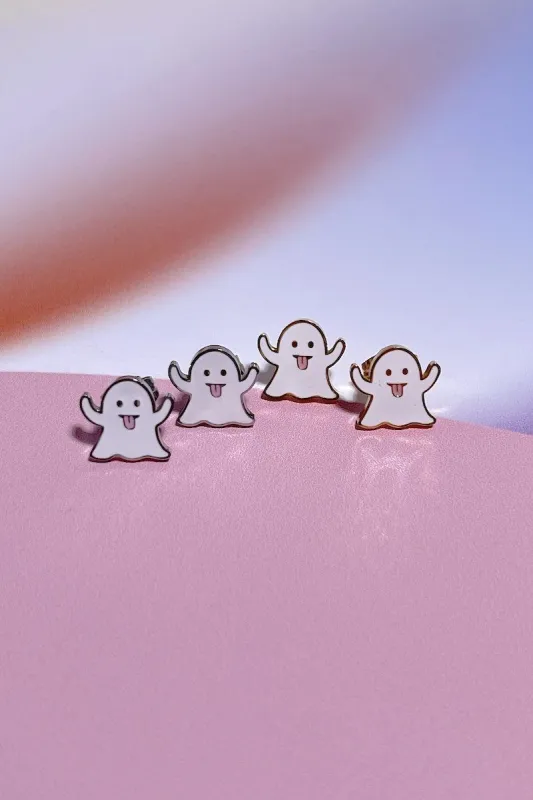Ghost Enamel Charm Stud Earrings sold by Mulberry and Grand