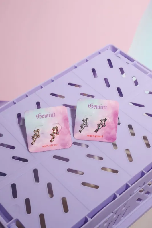 Gemini Crystal Zodiac Stud Earrings sold by Mulberry and Grand