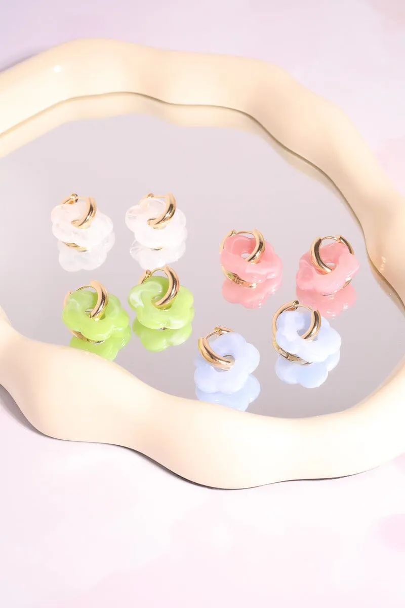 Acrylic Daisy Charm Dangle Earrings sold by Mulberry and Grand