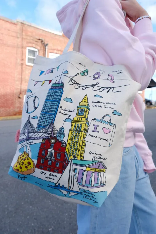 Boston Illustration Tote Bag sold by Mulberry and Grand