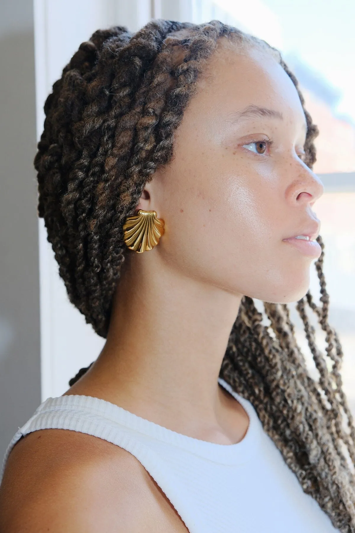 Isla Shell Statement Earrings sold by Mulberry and Grand product image thumbnail 3