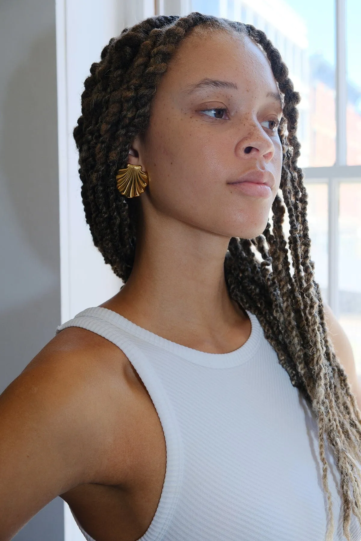 Isla Shell Statement Earrings sold by Mulberry and Grand product image thumbnail 5