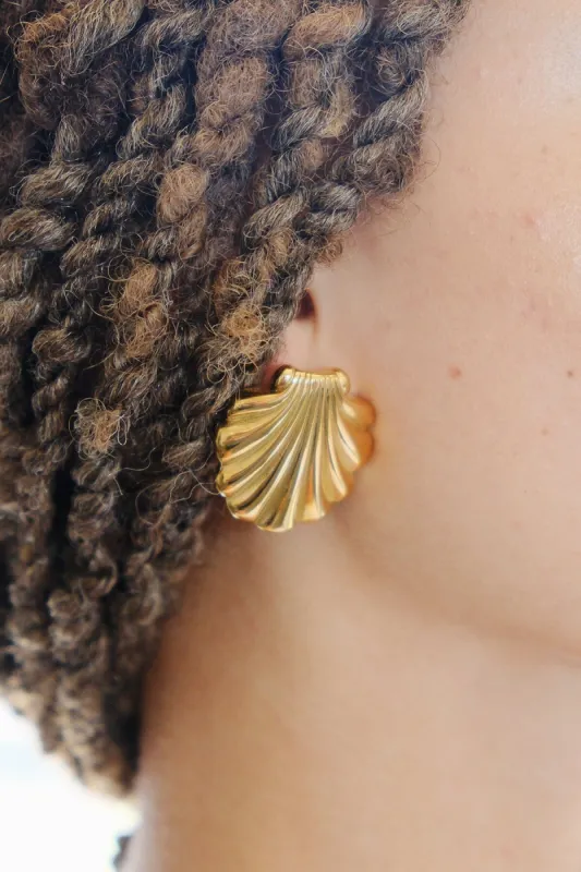 Isla Shell Statement Earrings sold by Mulberry and Grand