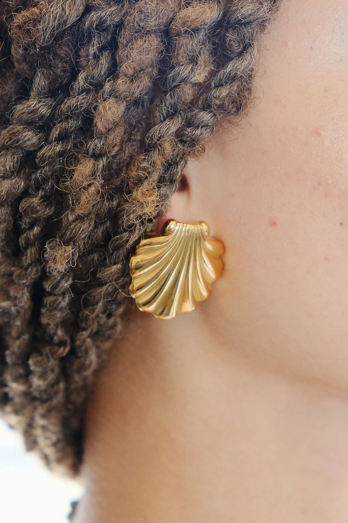 Isla Shell Statement Earrings sold by Mulberry and Grand