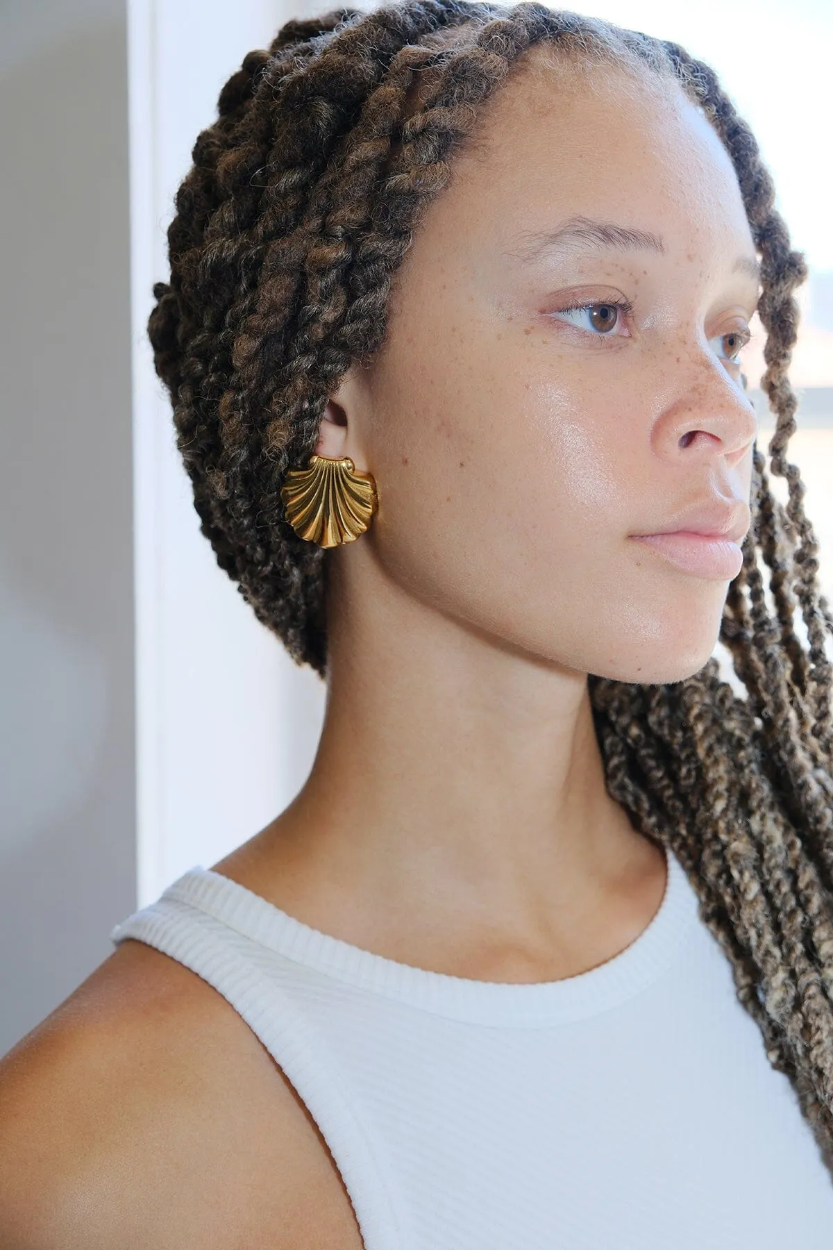 Isla Shell Statement Earrings sold by Mulberry and Grand product image thumbnail 4