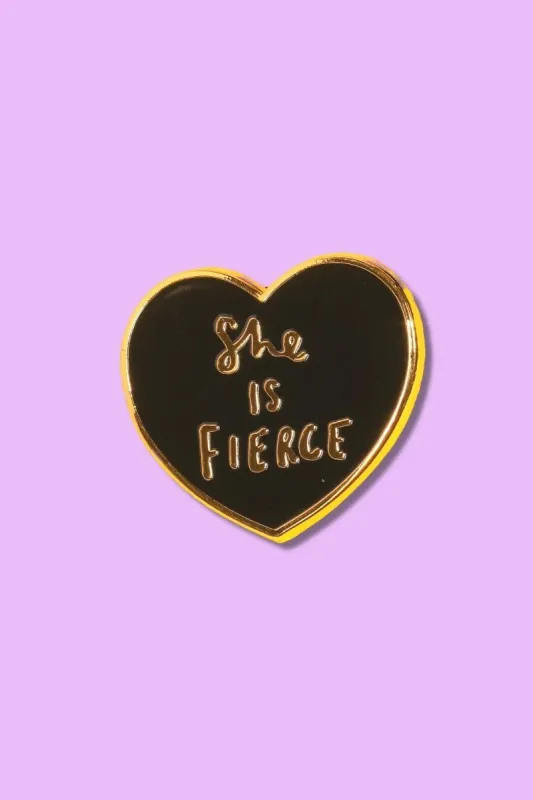 She is Fierce Enamel Pin sold by Mulberry and Grand