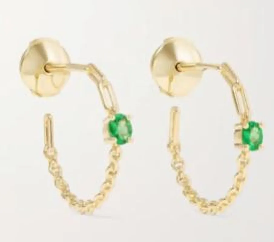 Emerald Sterling Silver Hoop Earrings sold by Mulberry and Grand