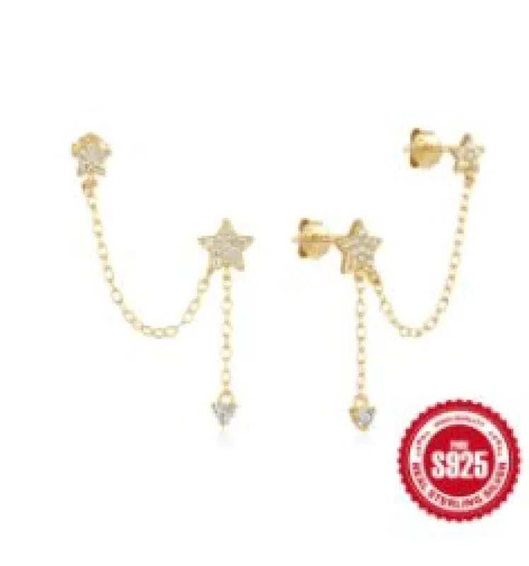 Shooting Star Sterling Silver Chain Link Earrings sold by Mulberry and Grand