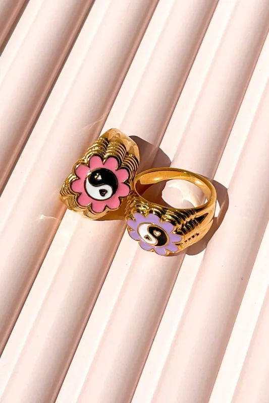 Yin Yang Flower Stacking Ring sold by Mulberry and Grand