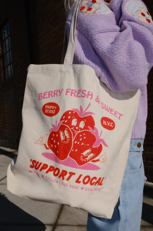 Berry Fresh + Sweet Canvas Tote Bag sold by Mulberry and Grand