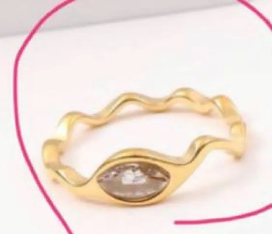 Evil Eye Wavy Stacking Ring sold by Mulberry and Grand