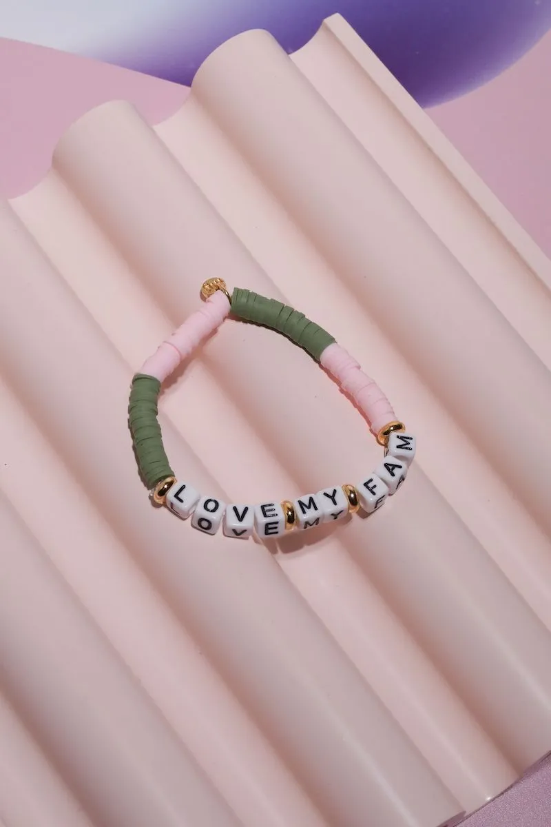 Love My Fam Inspirational Beaded Bracelet sold by Mulberry and Grand