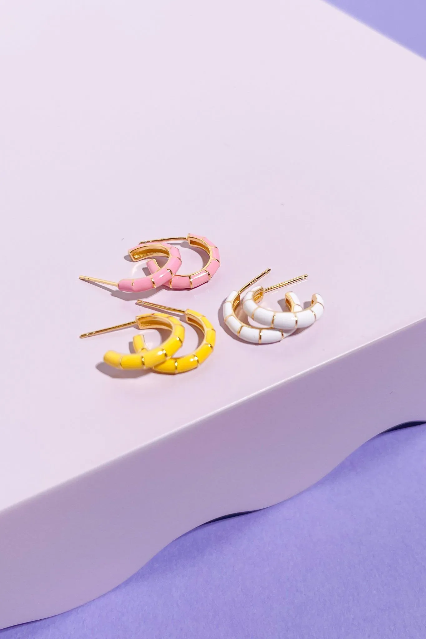 Enamel Sterling Silver Hoop Earrings sold by Mulberry and Grand