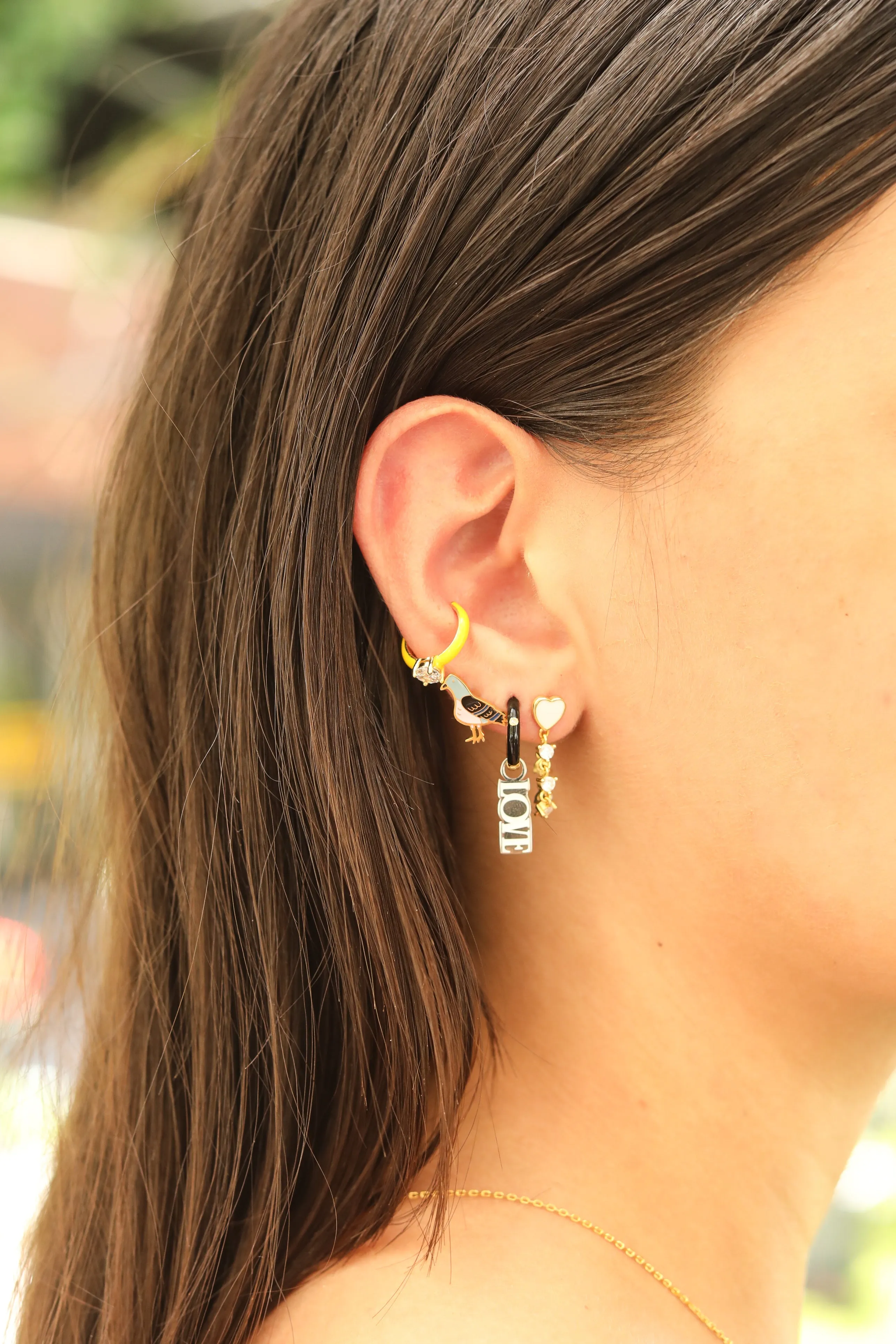 New York Pigeon Enamel Charm Stud Earrings sold by Mulberry and Grand product image thumbnail 2