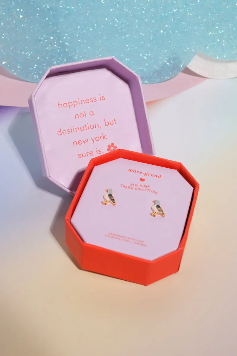 New York Pigeon Enamel Charm Stud Earrings sold by Mulberry and Grand product image thumbnail 3