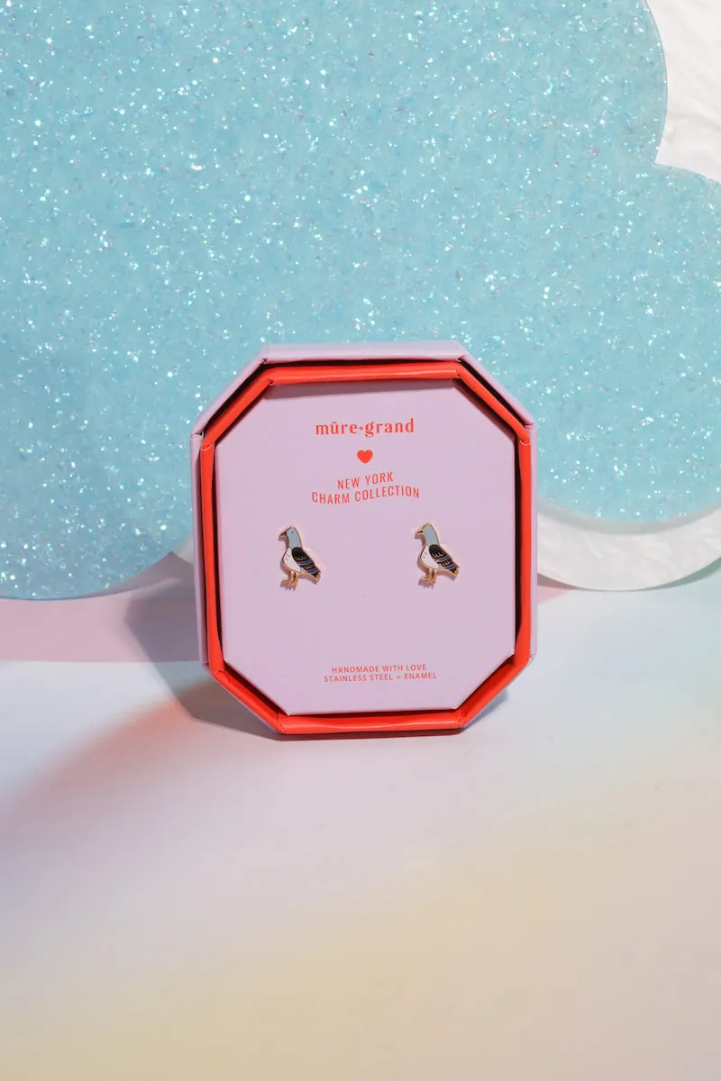 New York Pigeon Enamel Charm Stud Earrings sold by Mulberry and Grand product image thumbnail 4