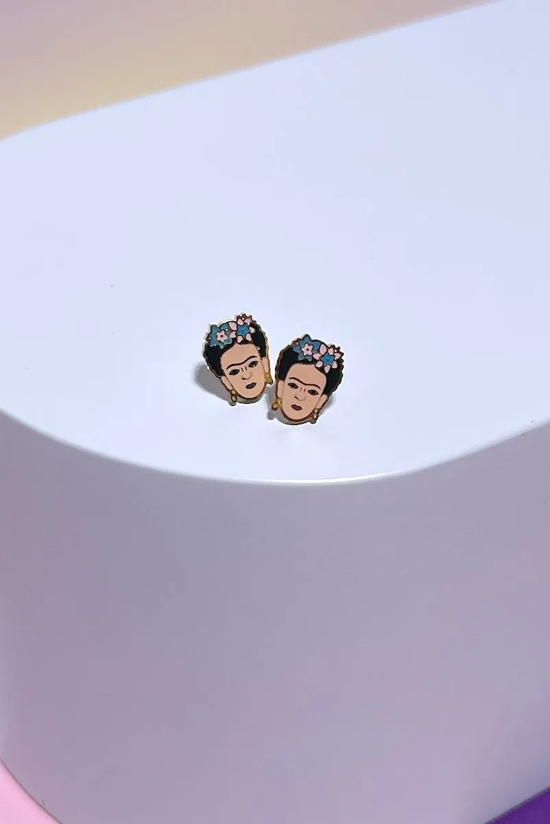 Frida Enamel Charm Stud Earrings sold by Mulberry and Grand product image thumbnail 3