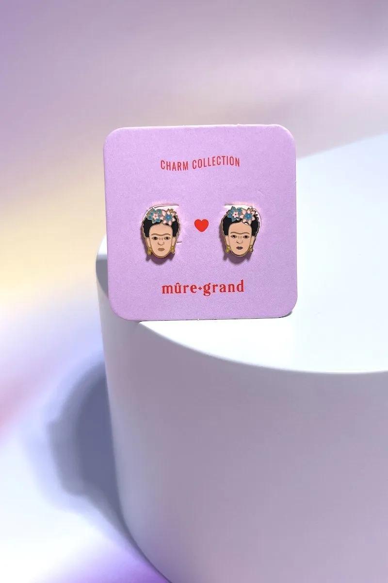 Frida Enamel Charm Stud Earrings sold by Mulberry and Grand product image thumbnail 2