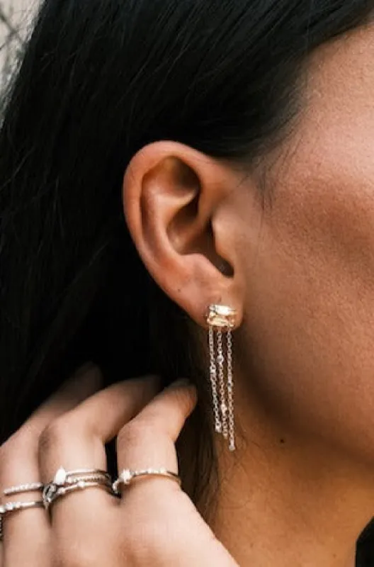 Camille Crystal Sterling Silver Drop Earrings made by Mulberry and Grand