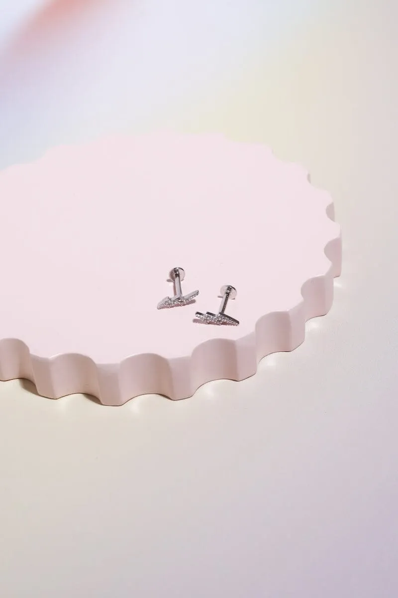 Sterling Silver Crystal Bolt Earrings sold by Mulberry and Grand product image thumbnail 4