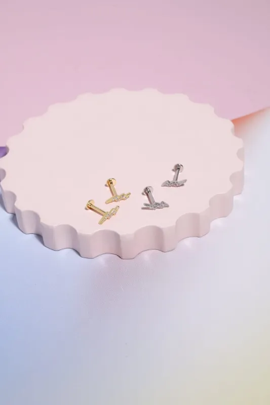 Sterling Silver Crystal Bolt Earrings sold by Mulberry and Grand