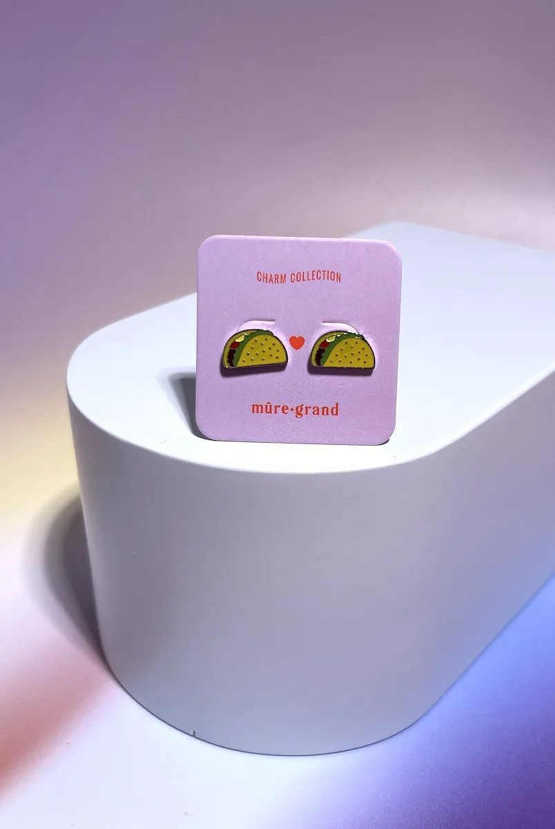 Taco Enamel Charm Stud Earrings sold by Mulberry and Grand product image thumbnail 3