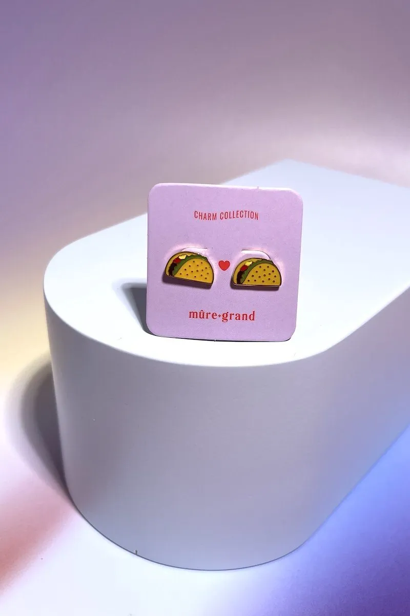 Taco Enamel Charm Stud Earrings sold by Mulberry and Grand product image thumbnail 2