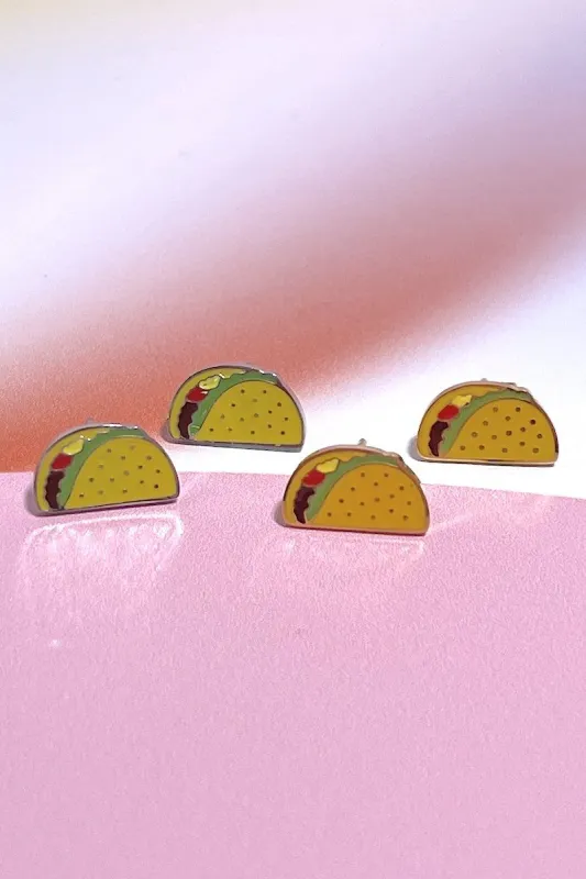 Taco Enamel Charm Stud Earrings sold by Mulberry and Grand