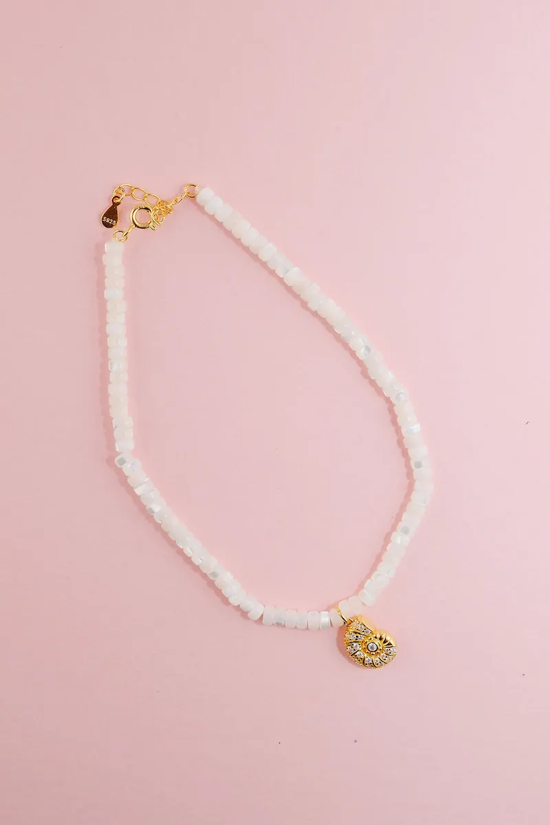 Shell Pendant Sterling Silver Anklet sold by Mulberry and Grand