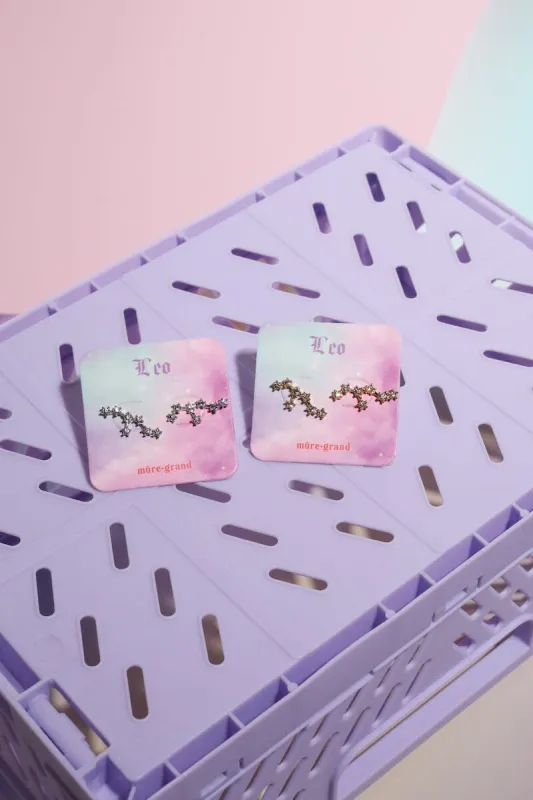 Leo Crystal Zodiac Stud Earrings sold by Mulberry and Grand