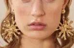 Gold Coral Statement Earrings sold by Mulberry and Grand