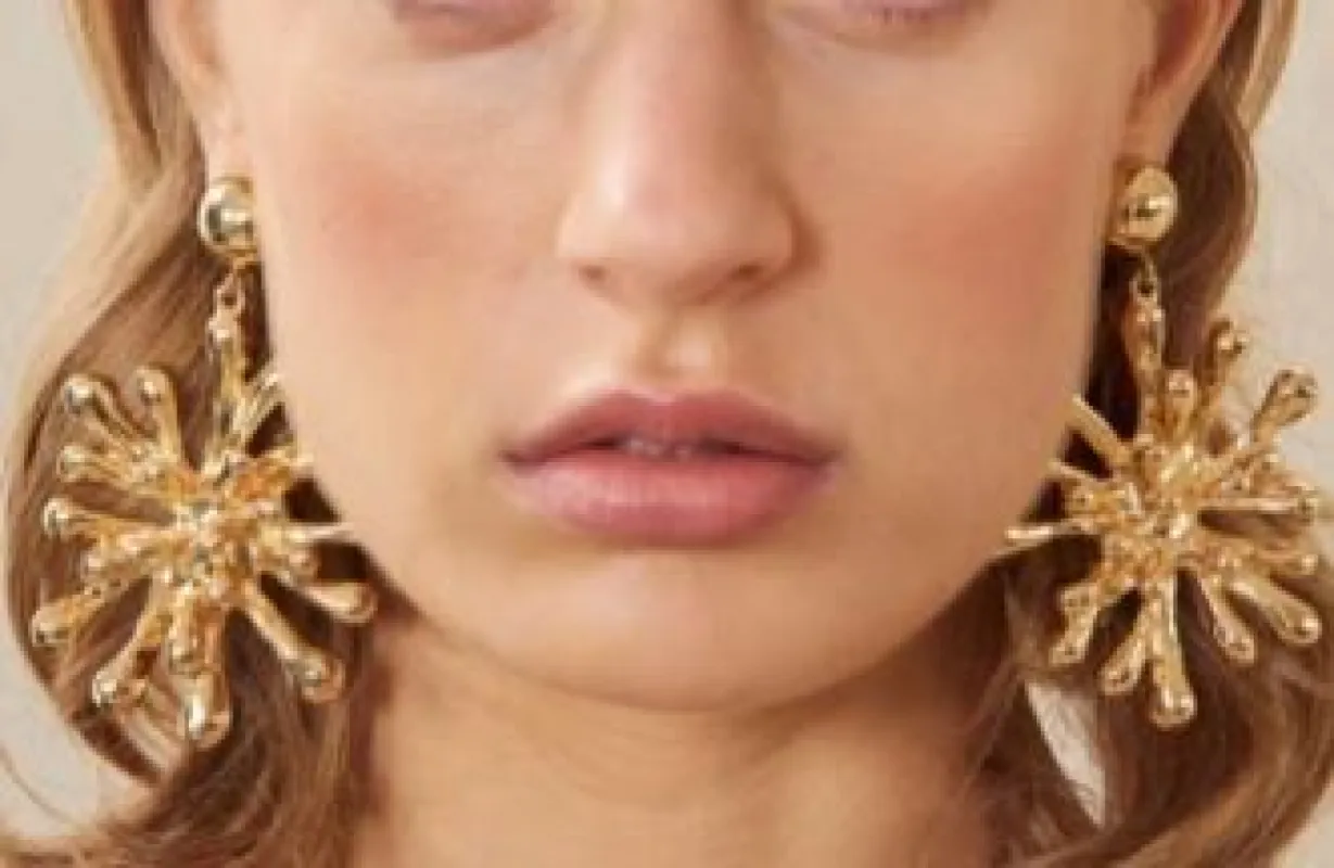 Gold Coral Statement Earrings sold by Mulberry and Grand