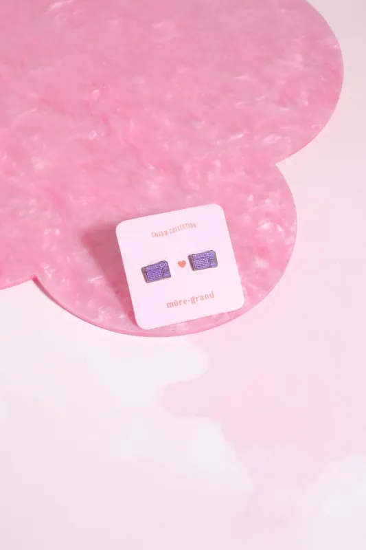 Read All About It Enamel Charm Stud Earrings sold by Mulberry and Grand