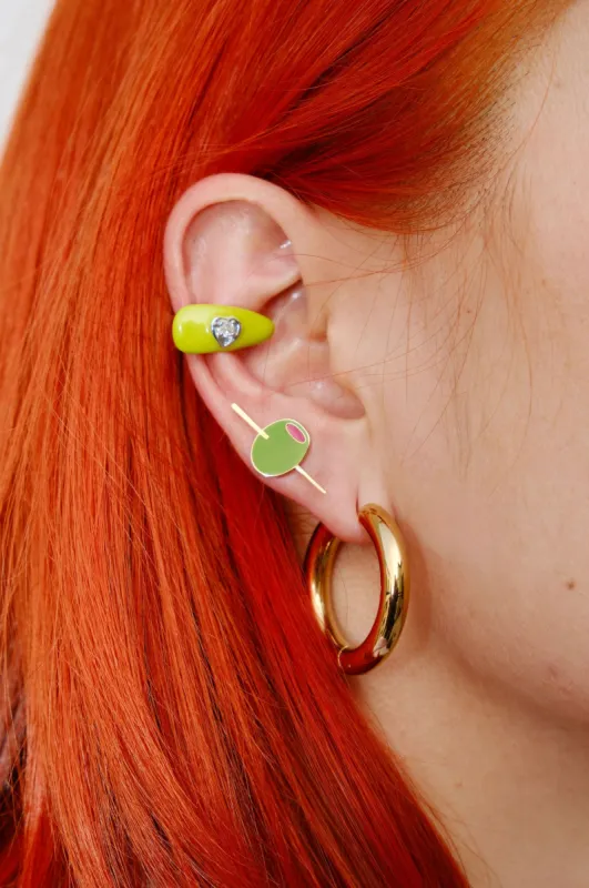 Olive You Alot Enamel Charm Stud Earrings sold by Mulberry and Grand