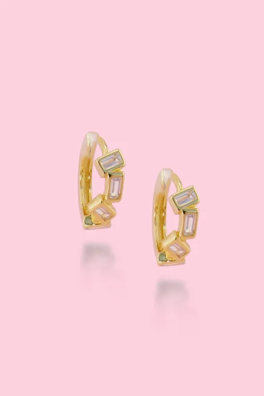 Crystal Cluster Sterling Silver Huggies sold by Mulberry and Grand