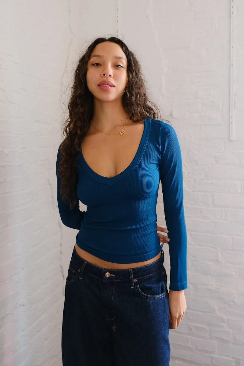 Clara V Neck Long Sleeve Top sold by Mulberry and Grand