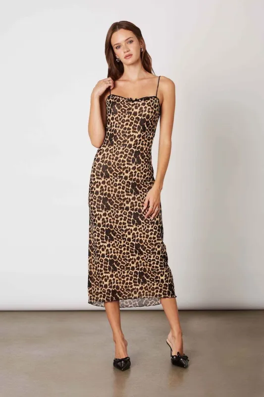 Tara Leopard Print Midi Dress sold by Mulberry and Grand