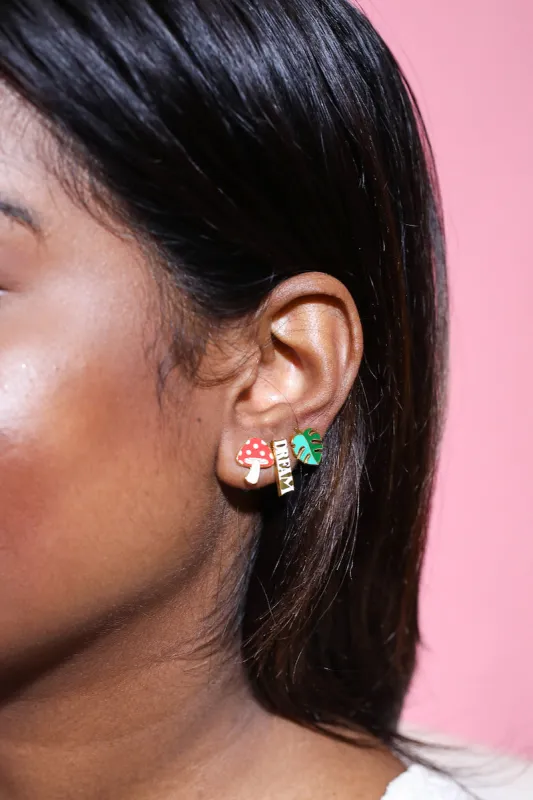 Mushroom Enamel Charm Stud Earrings sold by Mulberry and Grand