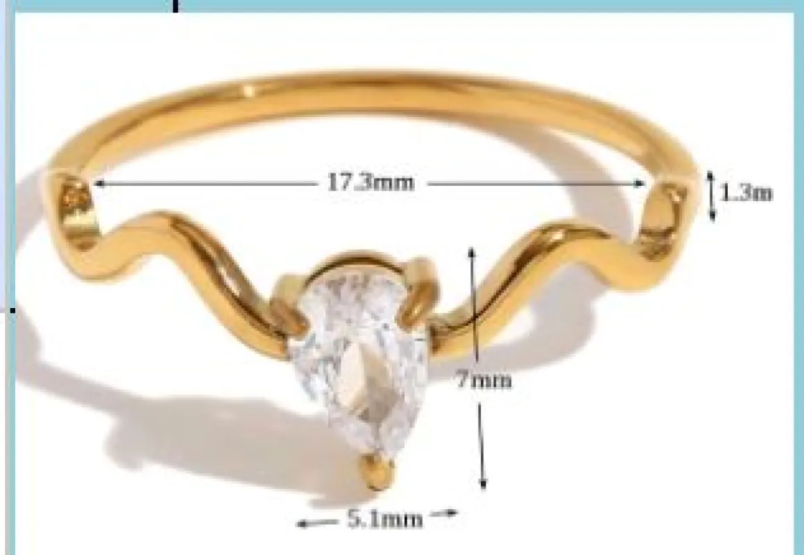 Waved Crystal Gem Stacking Ring sold by Mulberry and Grand