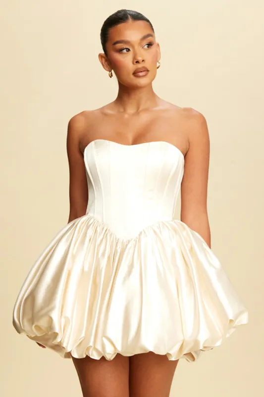 Champagne Balloon Puff Dress sold by Mulberry and Grand