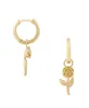Rose Flower Sterling Silver Charm Dangle Earrings sold by Mulberry and Grand