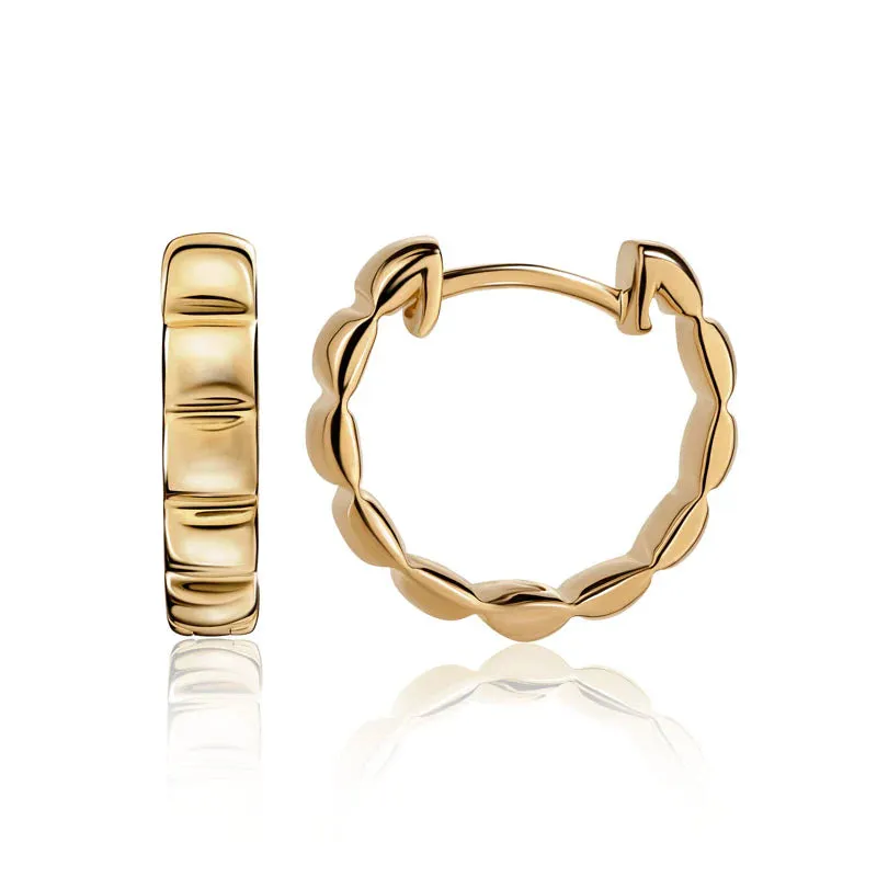 Square Cushion Patterned Sterling Silver Hoop Huggies sold by Mulberry and Grand product image thumbnail 2