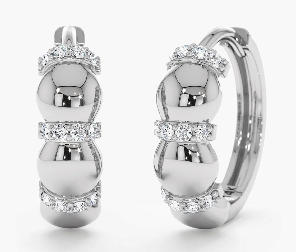 Diamond Beaded Sterling Silver Huggies sold by Mulberry and Grand product image thumbnail 2