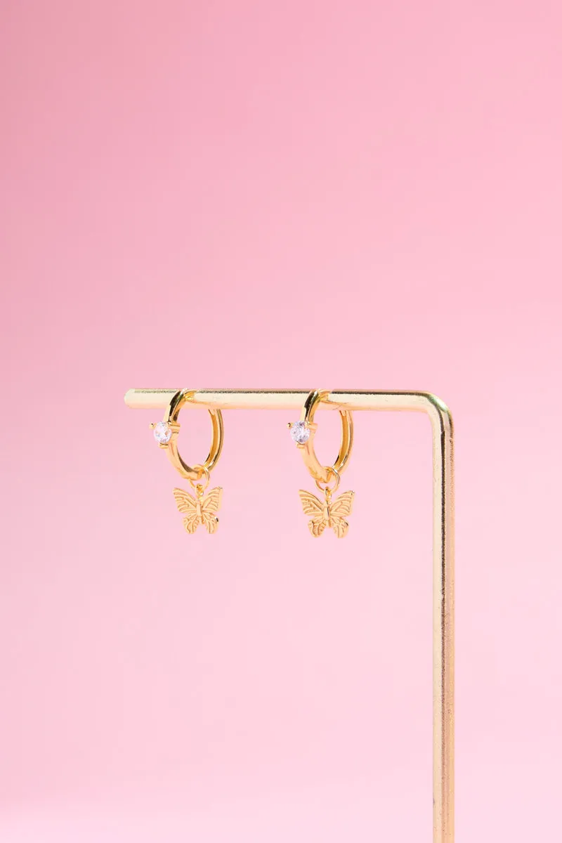 Butterfly Sterling Silver Charm Dangle Earrings sold by Mulberry and Grand