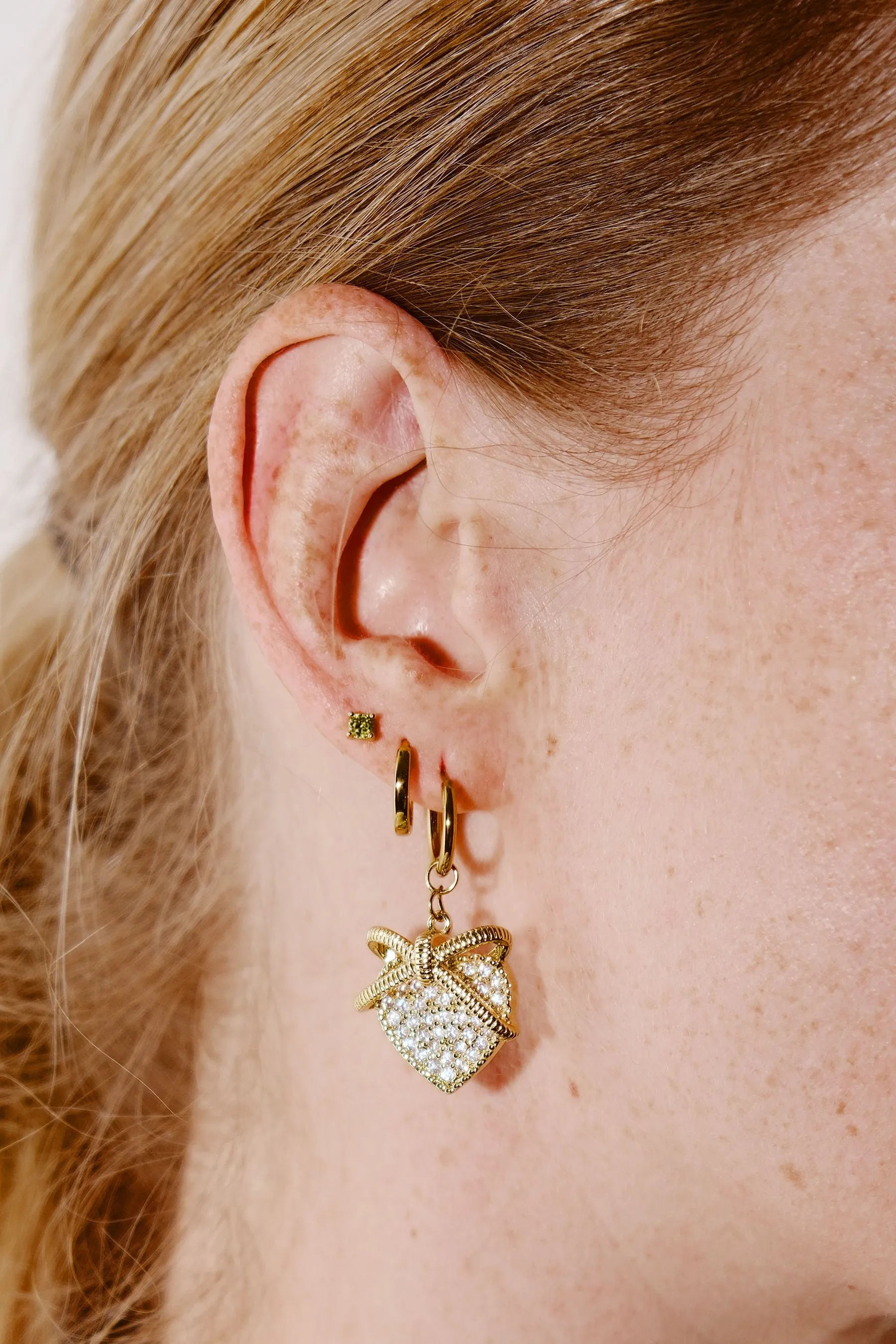 Filled Heart & Bow Charm Dangle Earrings sold by Mulberry and Grand product image thumbnail 3