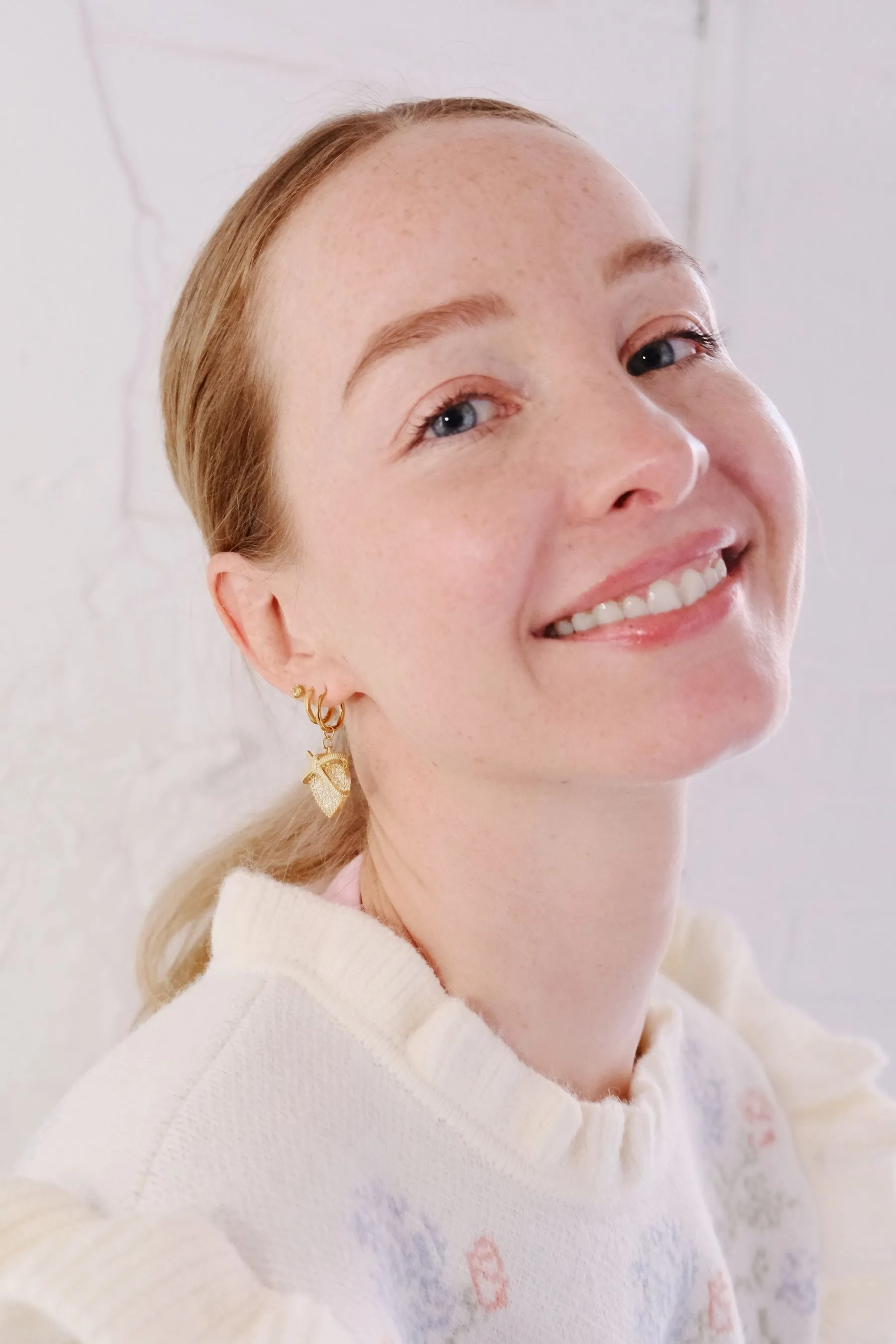 Filled Heart & Bow Charm Dangle Earrings sold by Mulberry and Grand product image thumbnail 2