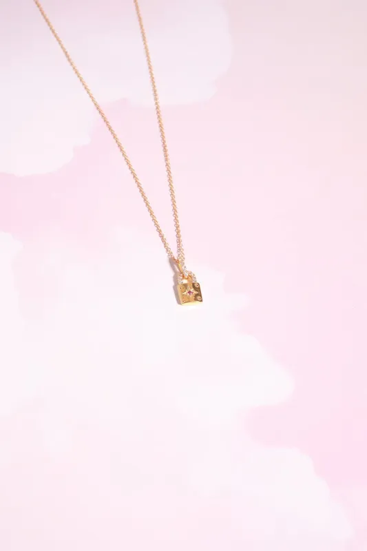 Padlock Starburst Sterling Silver Necklace sold by Mulberry and Grand