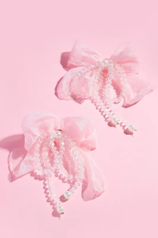 Pink Cutesy Bow Statement Earring sold by Mulberry and Grand